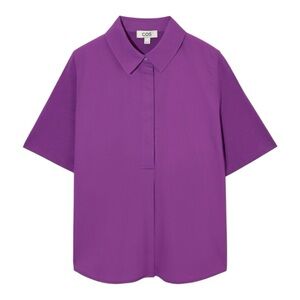 COS Purple Organic Cotton Short‑Sleeve Shirt Size Small